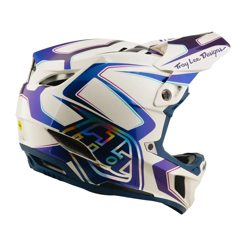 Troy Lee Designs D4 Composite MIPS Helmet Flared in White/Indigo-7