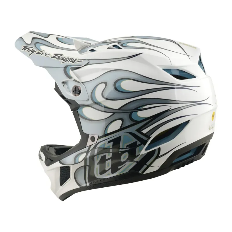 Troy Lee Designs D4 Composite MIPS Helmet Torched in White/Silver-2