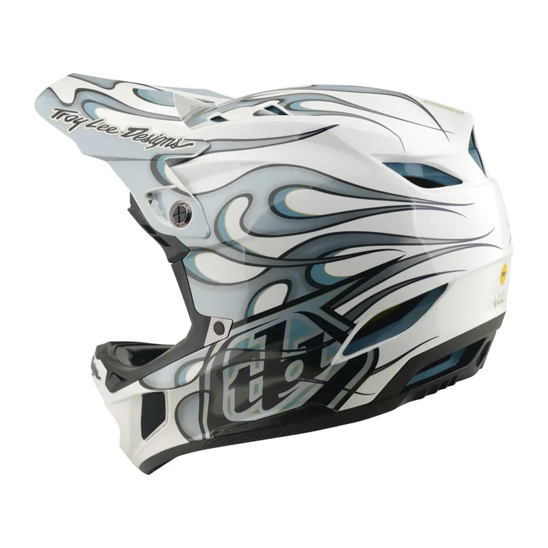 Troy Lee Designs D4 Composite MIPS Helmet Lined Up in White-2