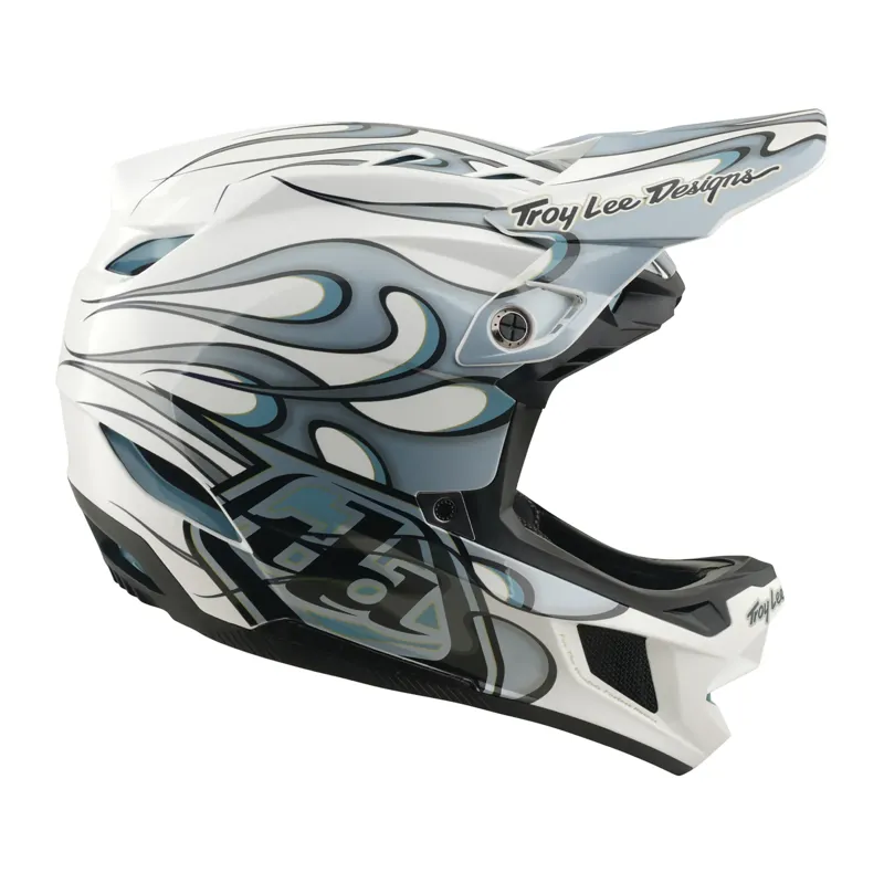 Troy Lee Designs D4 Composite MIPS Helmet Torched in White/Silver-4