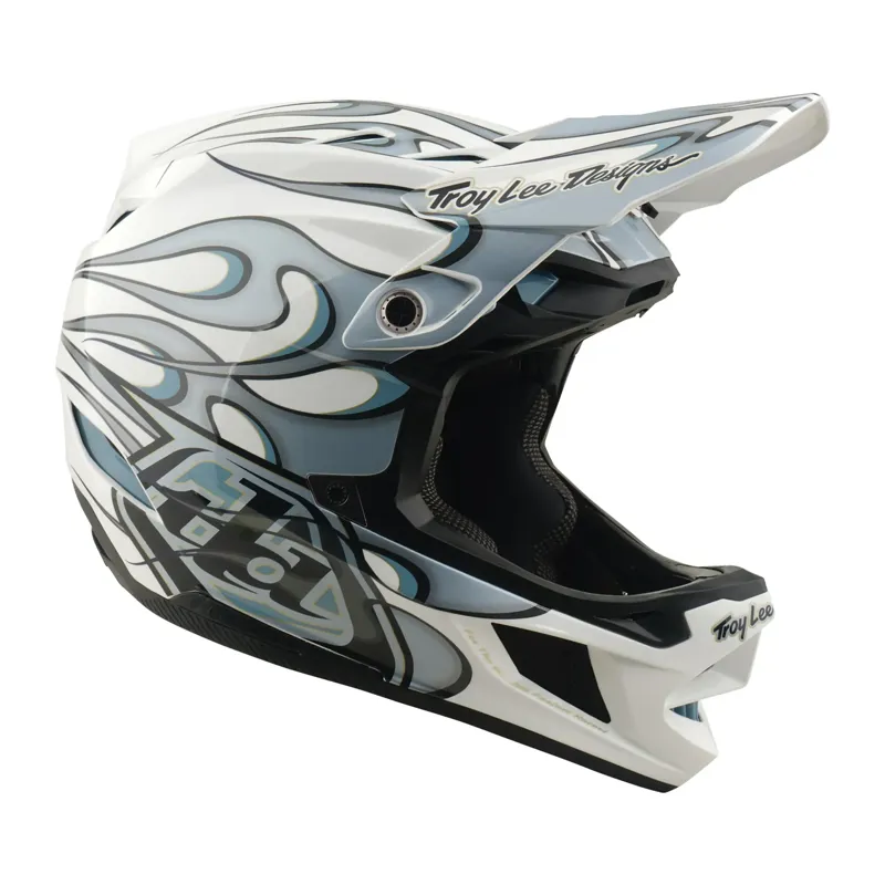 Troy Lee Designs D4 Composite MIPS Helmet Torched in White/Silver-5