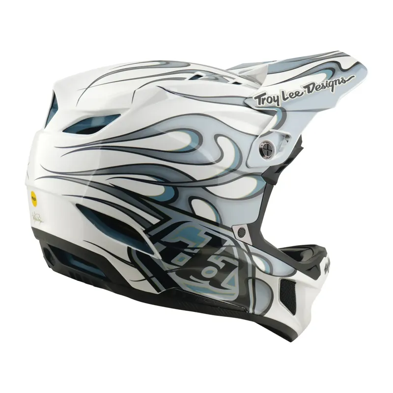 Troy Lee Designs D4 Composite MIPS Helmet Torched in White/Silver-7