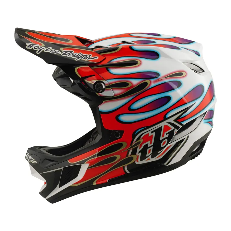 Troy Lee Designs D4 Composite MIPS Helmet Overspray in White/Red-1
