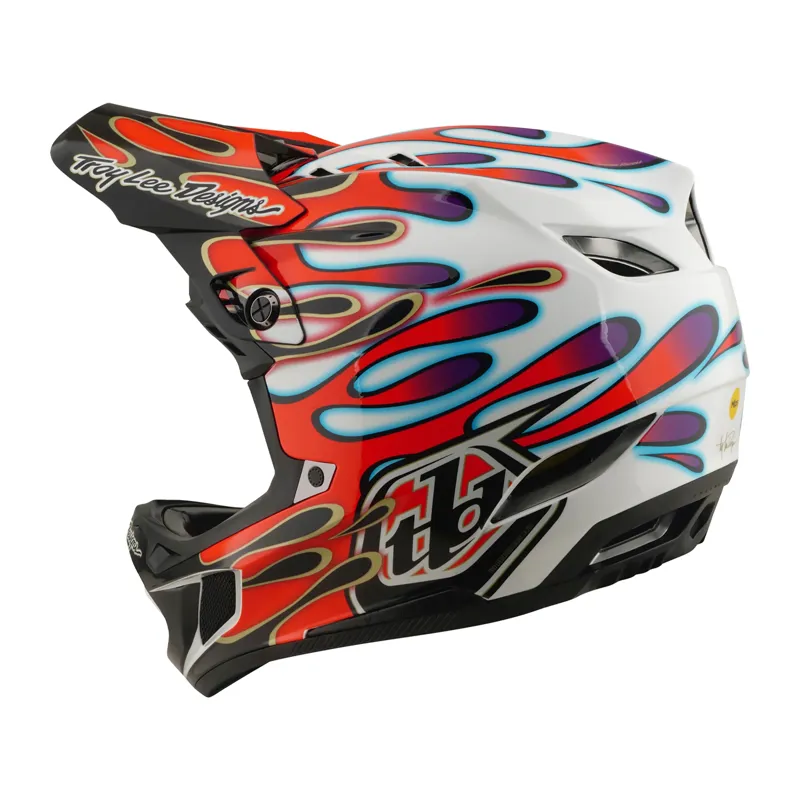 Troy Lee Designs D4 Composite MIPS Helmet Overspray in White/Red-2