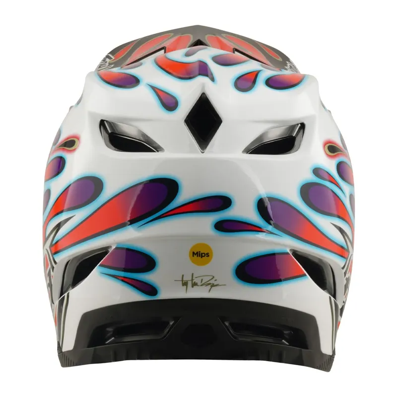 Troy Lee Designs D4 Composite MIPS Helmet Overspray in White/Red-3