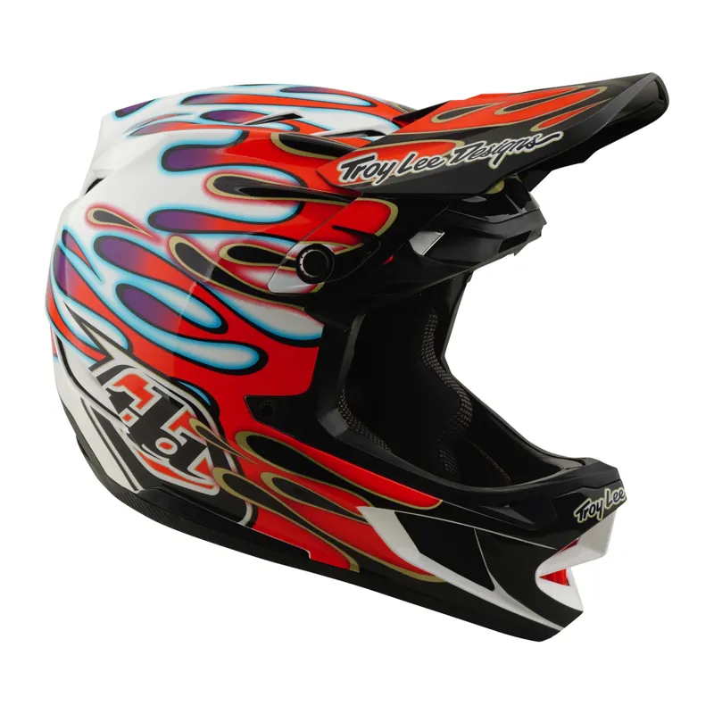 Troy Lee Designs D4 Composite MIPS Helmet Overspray in White/Red-5