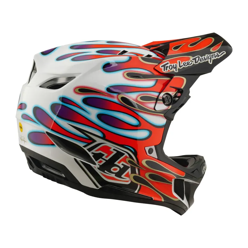 Troy Lee Designs D4 Composite MIPS Helmet Overspray in White/Red-7