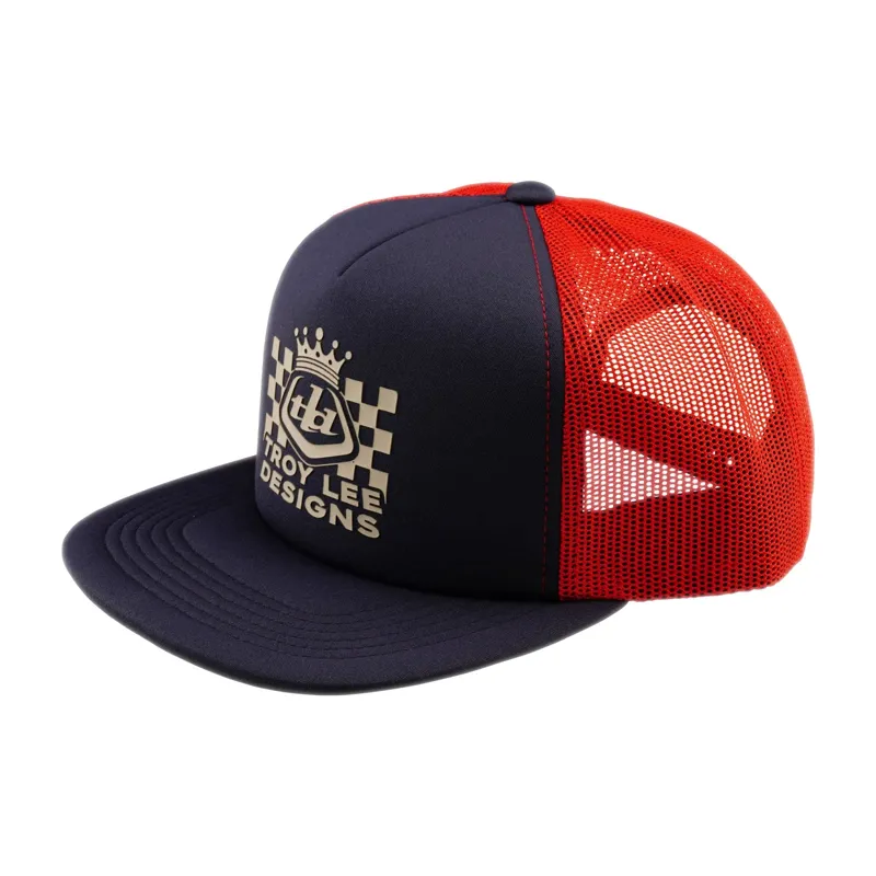 Troy Lee Designs Friday Night Trucker Snapback in Red/Indigo