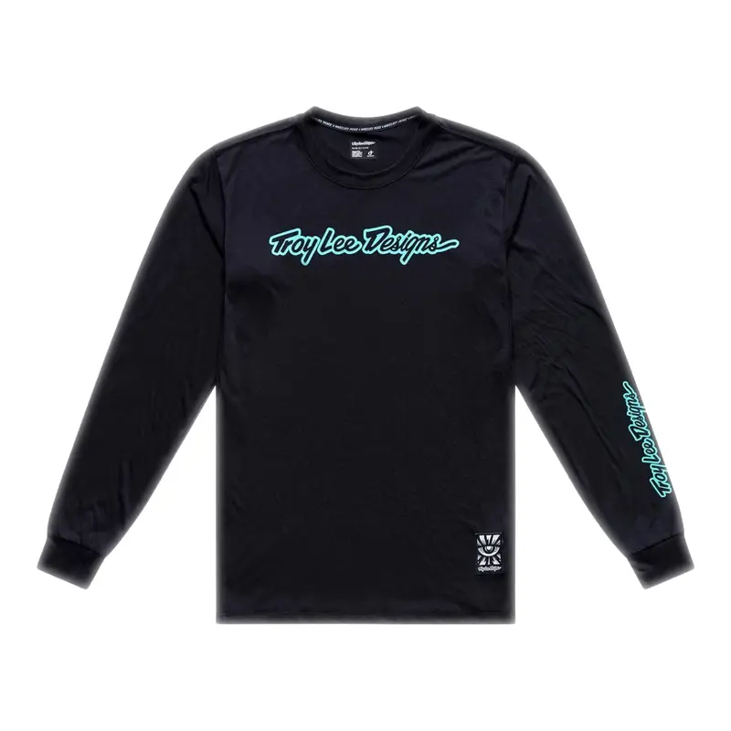 Balfes Bikes Troy Lee Designs Skyline Ride Long Sleeve Jersey in Signature Black/Real Teal | Free postage over £30, £10 off first order, price match & 0% finance.