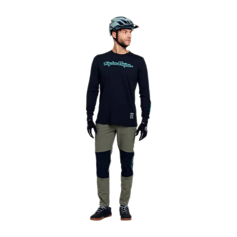 Troy Lee Designs Skyline Ride Long Sleeve Jersey in Signature Black/Real Teal-2
