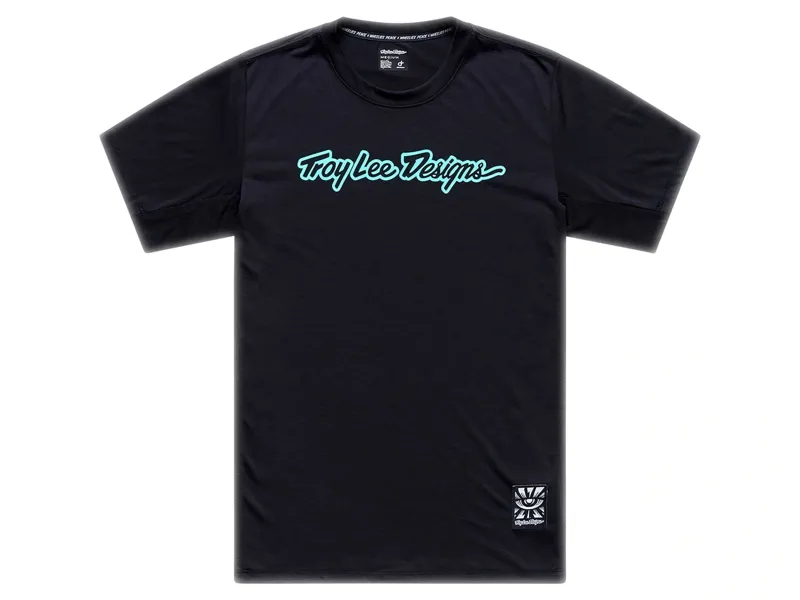 Troy Lee Designs Skyline Short Sleeve Ride Jersey Signature in Black/Real Teal