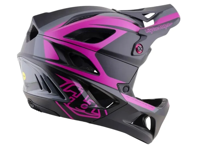 Troy Lee Designs Stage 2 High VZ Helmet in Dark Grey/Neon Fuchsia-4
