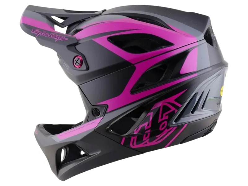 Troy Lee Designs Stage 2 High VZ Helmet in Dark Grey/Neon Fuchsia-2