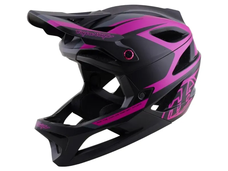 Troy Lee Designs Stage 2 High VZ Helmet in Dark Grey/Neon Fuchsia