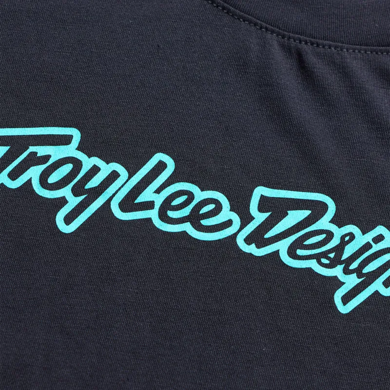 Troy Lee Designs Youth Skyline Ride SS Tee in Black/Real Teal-2