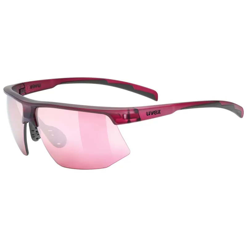 Balfes Bikes Uvex Aerios Glasses in Cranberry Matt / Mirror Rose | Free postage over £30, £10 off first order, price match & 0% finance.