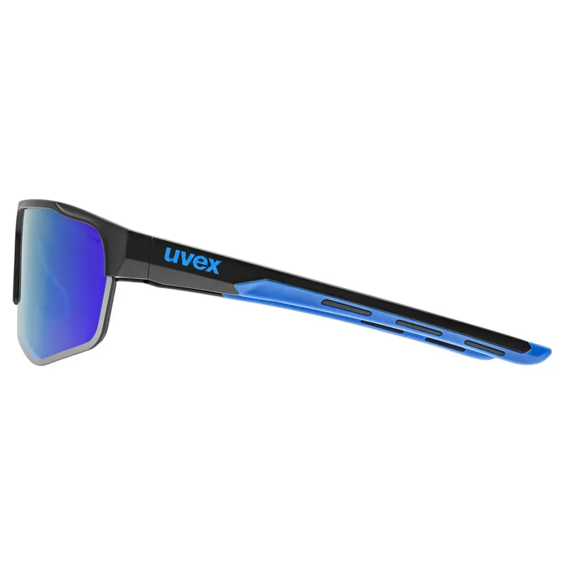 Uvex Axos Set Glasses in Black Matt/Mirror Blue-2