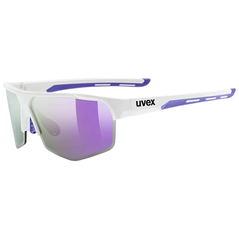 Uvex Axos Set Glasses in White Matt/Mirror Purple