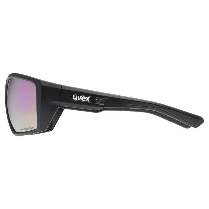 Uvex Mtn Venture CV Glasses in Black Matt/Mirror Lavender Pink-2