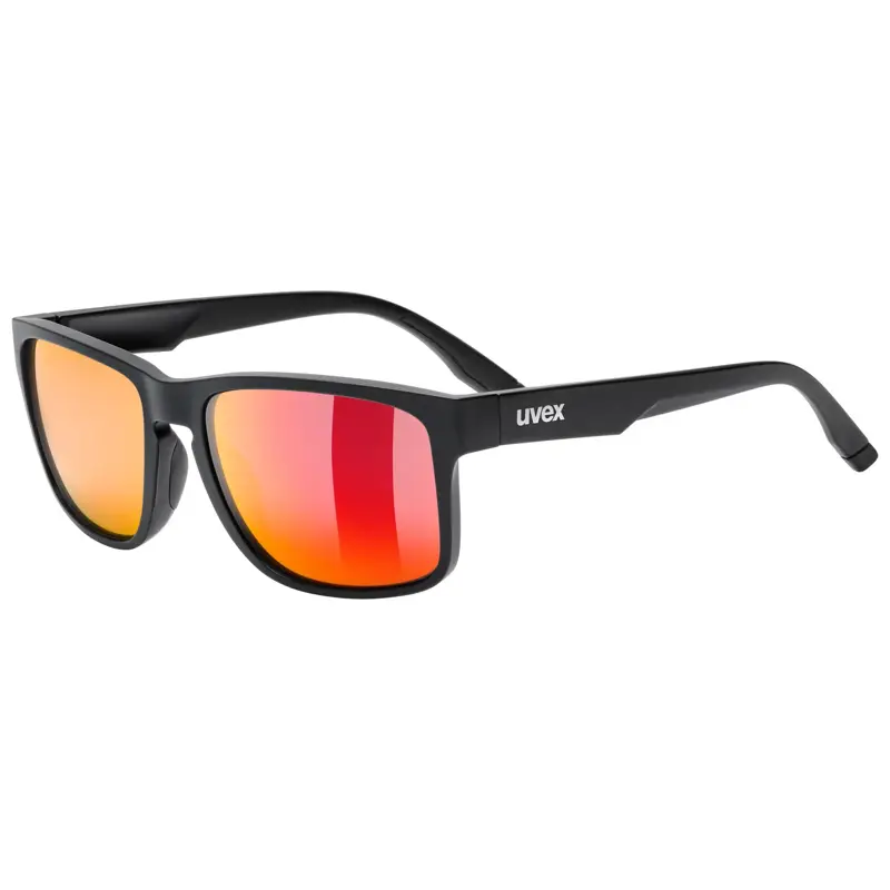 Balfes Bikes Uvex Poise Glasses in Black Matt / Mirror Red | Free postage over £30, £10 off first order, price match & 0% finance.