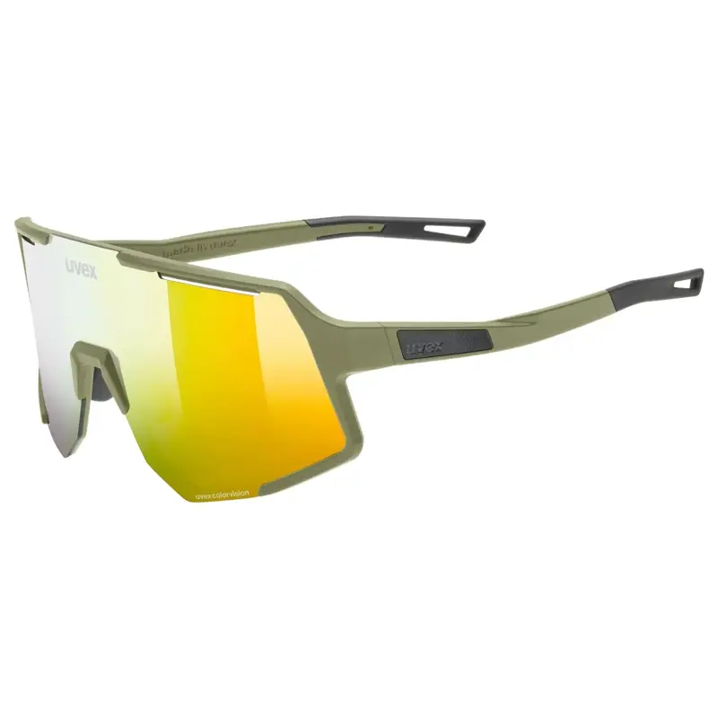 Balfes Bikes Uvex Sequenze CV Glasses in Olive Matt / Mirror Yellow | Free postage over £30, £10 off first order, price match & 0% finance.