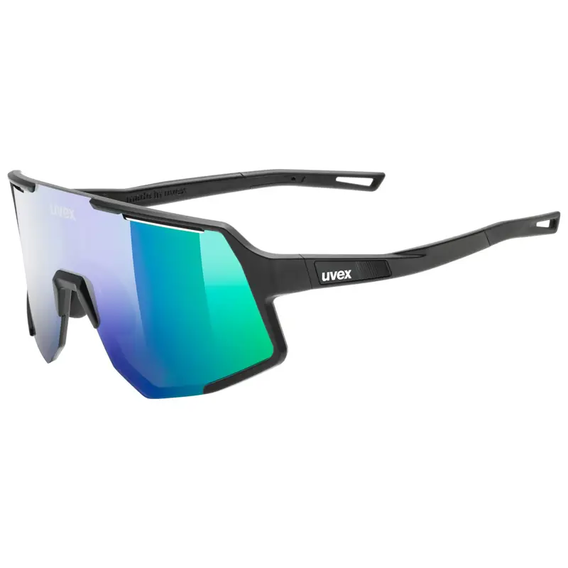 Balfes Bikes Uvex Sequenze Glasses in Black Matt / Mirror Green | Free postage over £30, £10 off first order, price match & 0% finance.