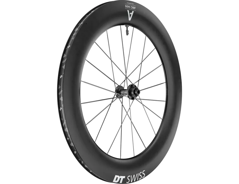 Balfes Bikes Dt Swiss DT Swiss ARC 1400 DICUT 85 mm Clincher Disc Brake 100 x 12 Front Wheel in Black | Free postage over £30, £10 off first order, price match & 0% finance.