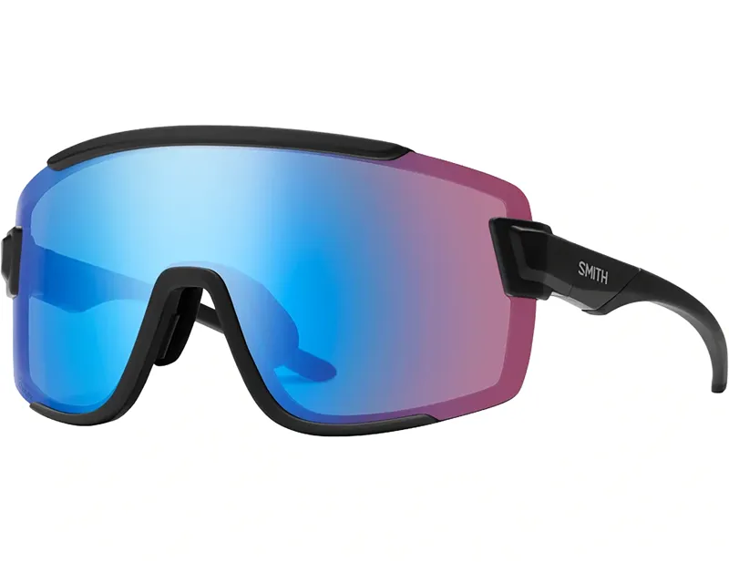 Smith Wildcat Cycling Sunglasses in Matte Black / ChromaPop Low Light Rose Blue Mirror