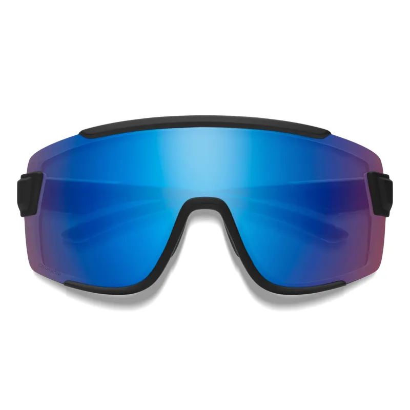Smith Wildcat Cycling Sunglasses in Matte Black / ChromaPop Low Light Rose Blue Mirror-1