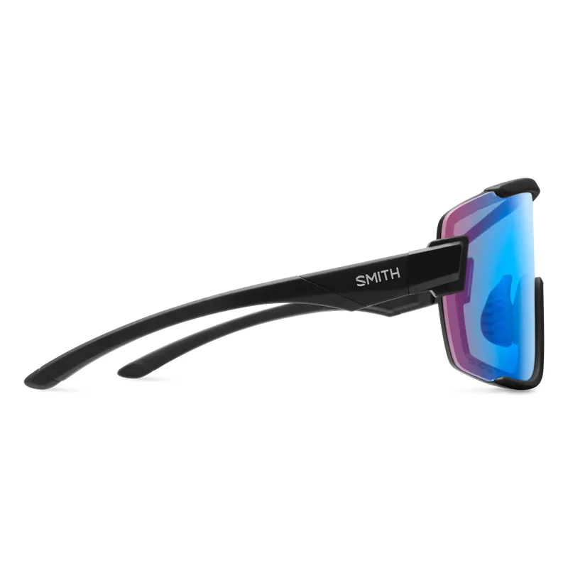 Smith Wildcat Cycling Sunglasses in Matte Black / ChromaPop Low Light Rose Blue Mirror-2