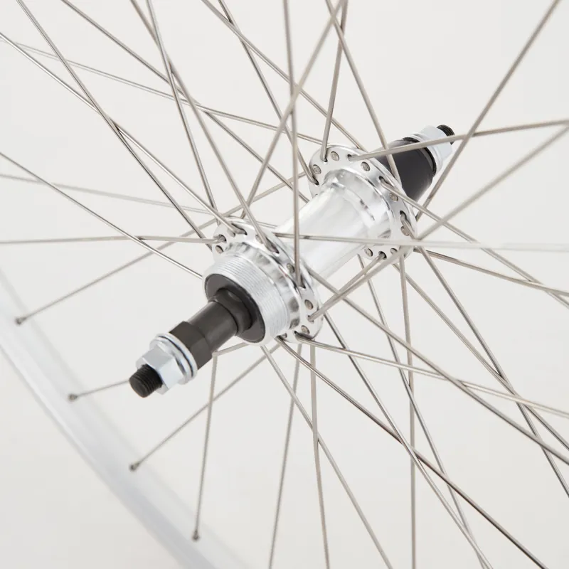 M Part Wheels 700c Hybrid Rear Solid Axle Screw On Wheel in Silver-2