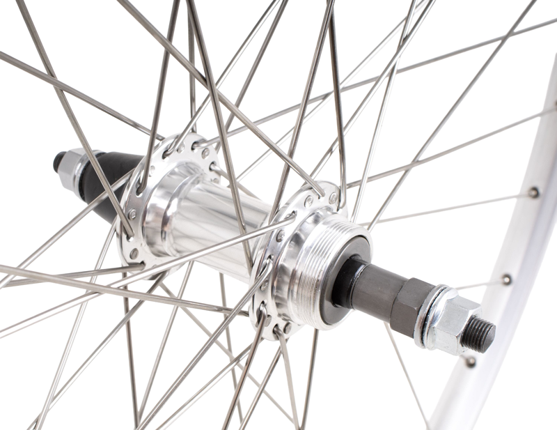 M Part Hybrid Solid Axle Rim Brake 700c Rear Wheel in Silver-2