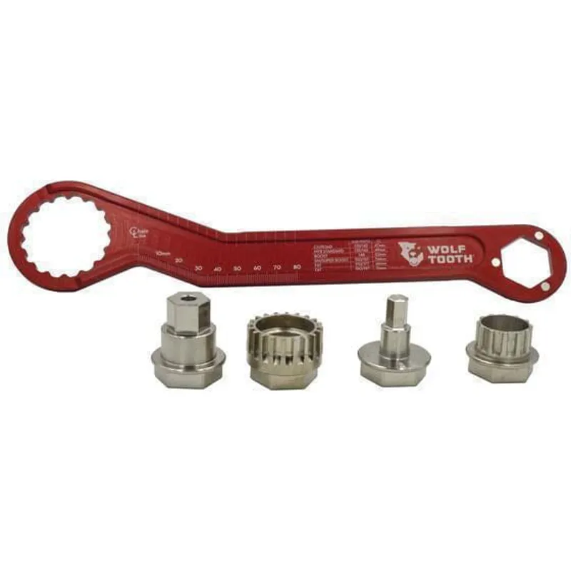 Balfes Bikes Wolf Tooth Ultralight BB Wrench And 1-Inch Hex Inserts Pack Tool Wrench and Inserts Kit in Red | Free postage over £30, £10 off first order, price match & 0% finance.
