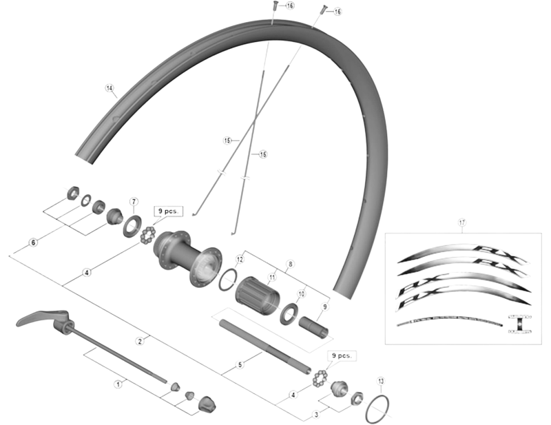 Balfes Bikes Shimano WH-RX010-R complete quick release -168 mm | Free postage over £30, £10 off first order, price match & 0% finance.