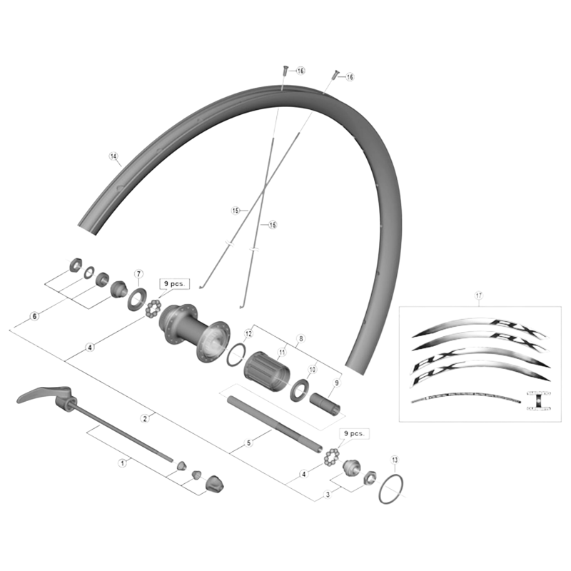 Balfes Bikes Shimano WH-RX010-R complete quick release -168 mm | Free postage over £30, £10 off first order, price match & 0% finance.