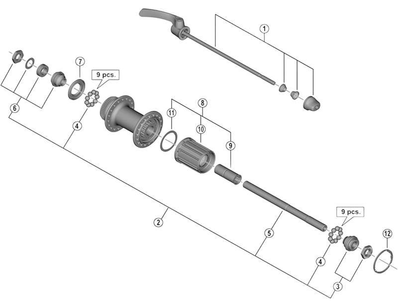 Balfes Bikes Shimano WH-RX010-R complete hub axle - 146 mm | Free postage over £30, £10 off first order, price match & 0% finance.