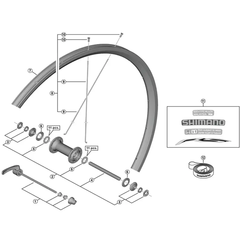 Balfes Bikes Shimano WH-RS100-F complete hub axle - 108 mm | Free postage over £30, £10 off first order, price match & 0% finance.