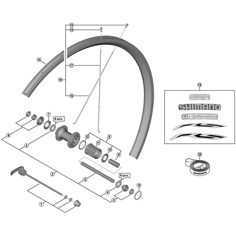 Balfes Bikes Shimano SHimano WH-RS100-R complete hub axle 141 mm | Free postage over £30, £10 off first order, price match & 0% finance.