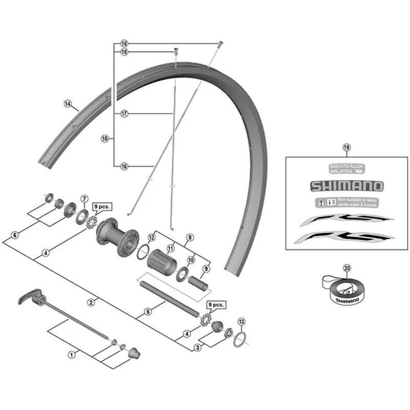 Balfes Bikes Shimano SHimano WH-RS100-R complete hub axle 141 mm | Free postage over £30, £10 off first order, price match & 0% finance.