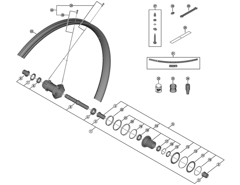 Balfes Bikes Shimano SHimano WH-M9200TLR12-B29 complete hub axle | Free postage over £30, £10 off first order, price match & 0% finance.