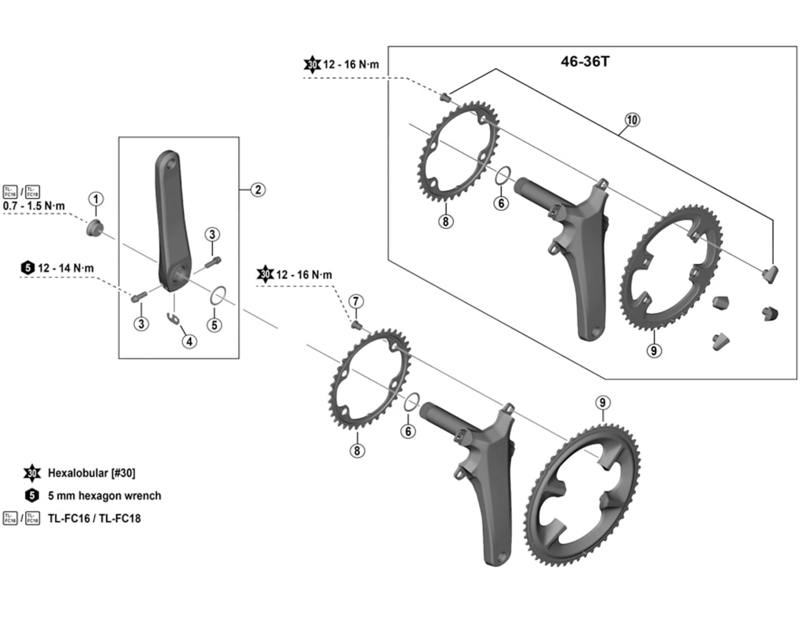 Balfes Bikes Shimano FC-08 fixing bolt and nut set - M8 x 10.1 mm for 46-36T | Free postage over £30, £10 off first order, price match & 0% finance.