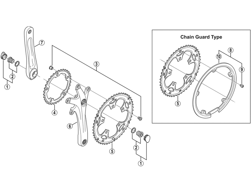 Balfes Bikes Shimano SHimano FC-2450 50T chain guard and fixing bolts in silver | Free postage over £30, £10 off first order, price match & 0% finance.