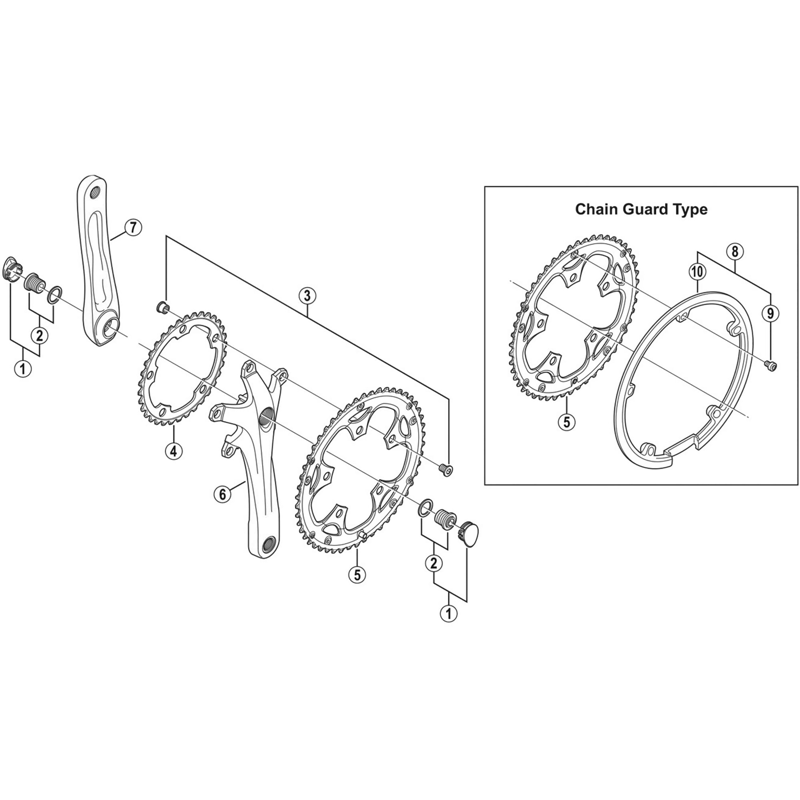 Balfes Bikes Shimano SHimano FC-2450 50T chain guard and fixing bolts in silver | Free postage over £30, £10 off first order, price match & 0% finance.