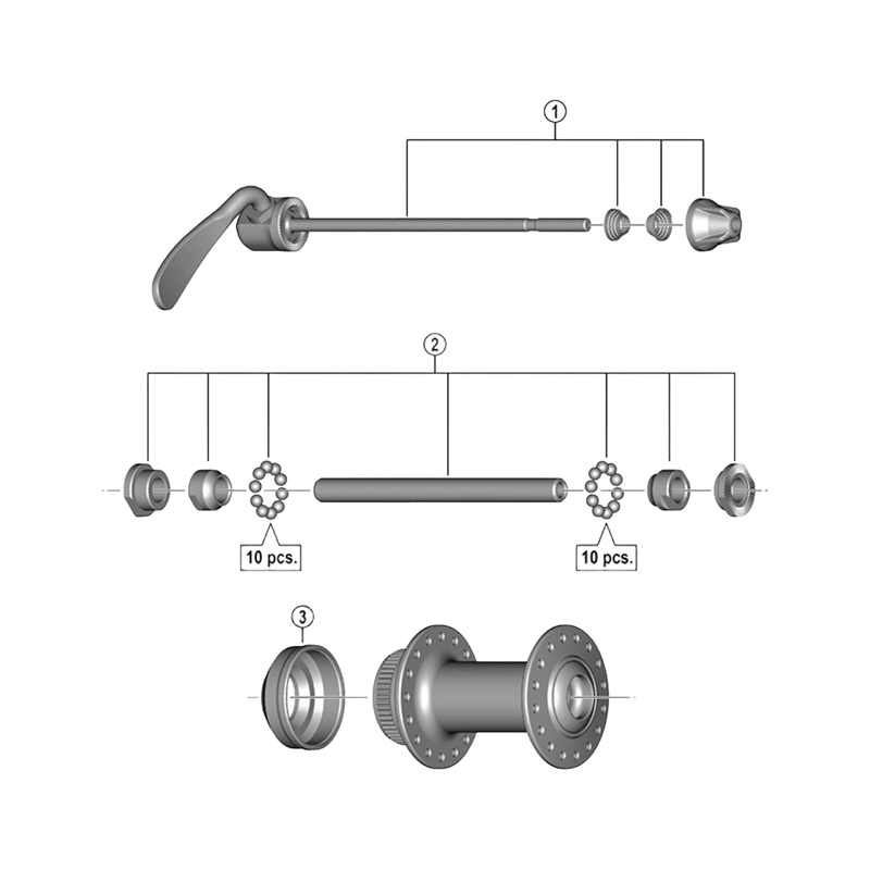 Balfes Bikes Shimano HB-TX505 complete hub axle - 108 mm | Free postage over £30, £10 off first order, price match & 0% finance.