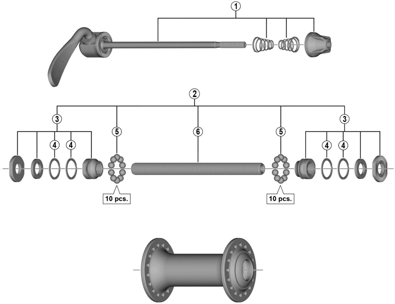 Balfes Bikes Shimano HB-T3000 Complete hub axle - 108 mm | Free postage over £30, £10 off first order, price match & 0% finance.