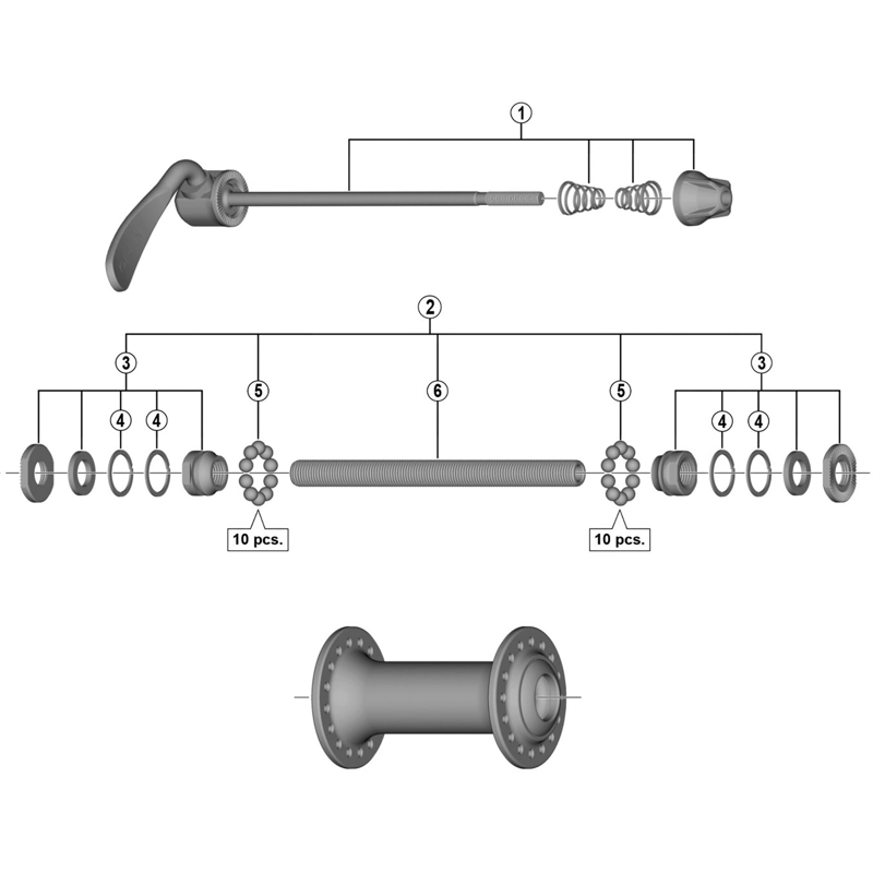 Balfes Bikes Shimano HB-T3000 Complete hub axle - 108 mm | Free postage over £30, £10 off first order, price match & 0% finance.
