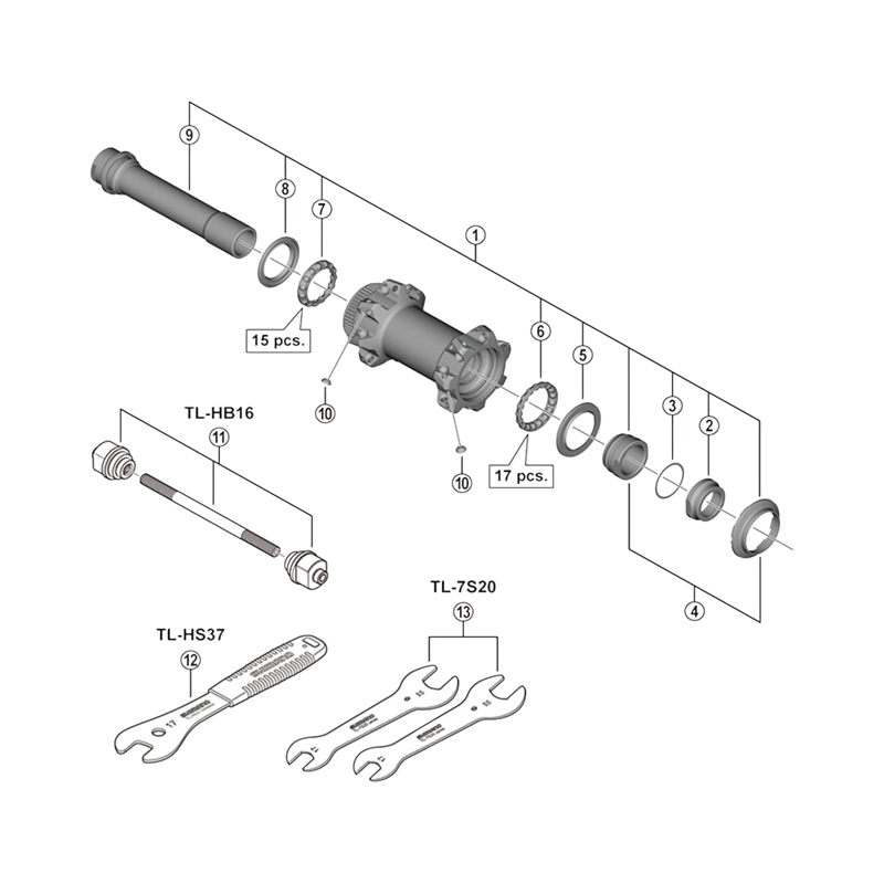 Balfes Bikes Shimano HB-M8110-BS complete hub axle - 110 mm | Free postage over £30, £10 off first order, price match & 0% finance.