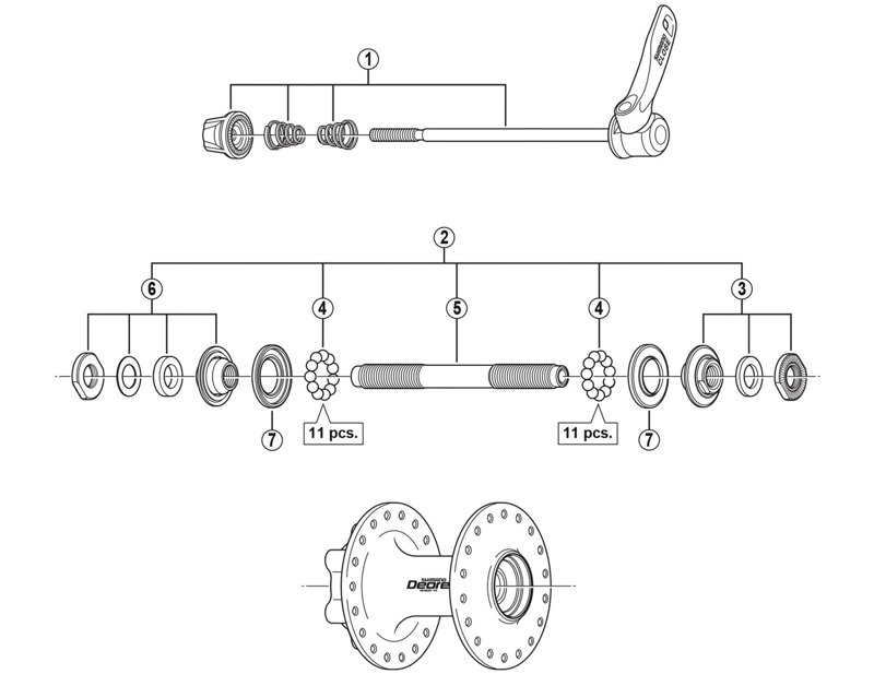 Balfes Bikes Shimano HB-M525-A complete hub axle - 108 mm | Free postage over £30, £10 off first order, price match & 0% finance.