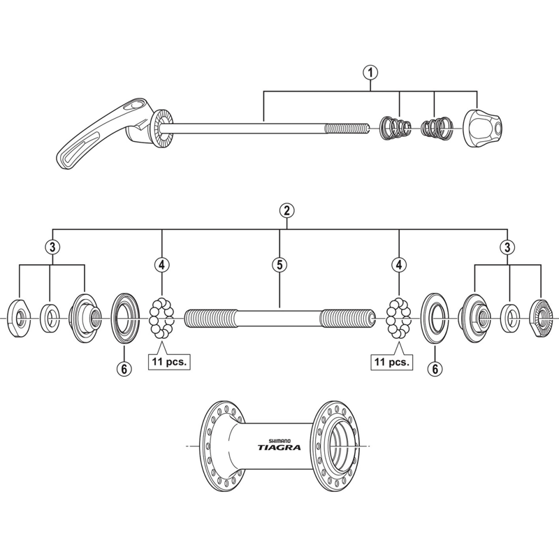 Balfes Bikes Shimano HB-4500 complete hub axle - 108 mm | Free postage over £30, £10 off first order, price match & 0% finance.