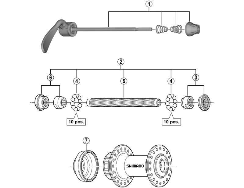 Balfes Bikes Shimano HB-RM35 complete hub axle - 108 mm | Free postage over £30, £10 off first order, price match & 0% finance.